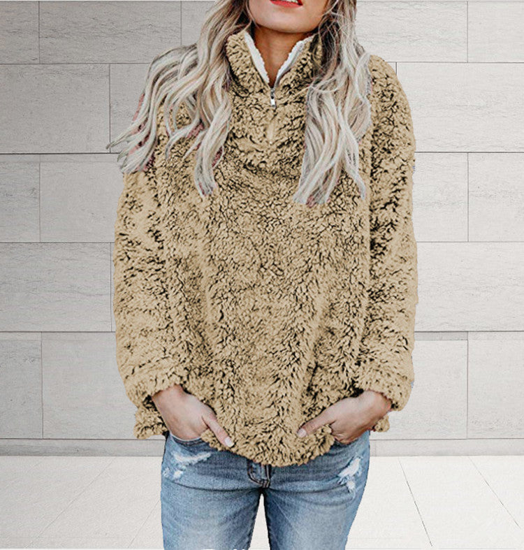 Women's Fashion High Collar Long Sleeve Zipper Sweaters