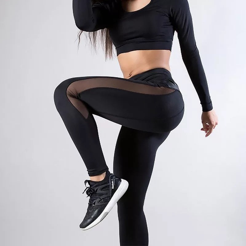 Women's Sexy Mesh Stitching Hip Lifting Yoga Leggings