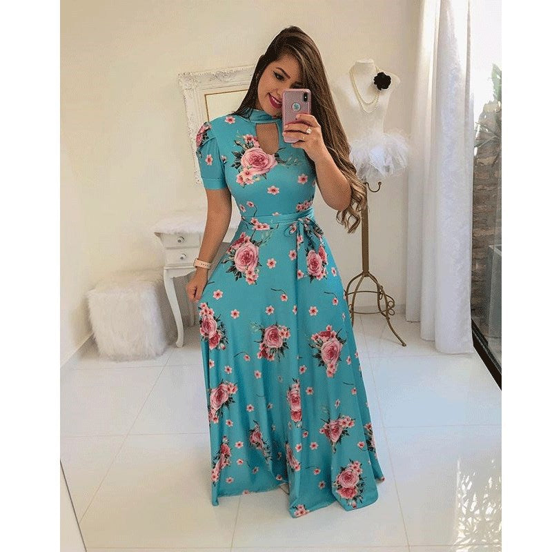 Sexy Fashion Digital Printing Large Swing Dresses