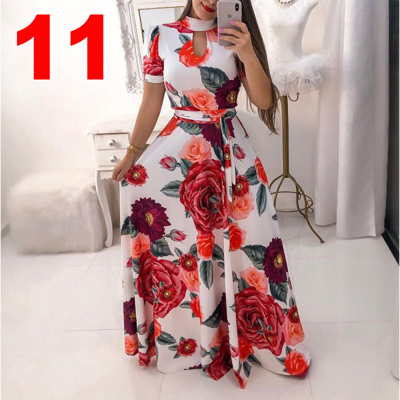 Sexy Fashion Digital Printing Large Swing Dresses