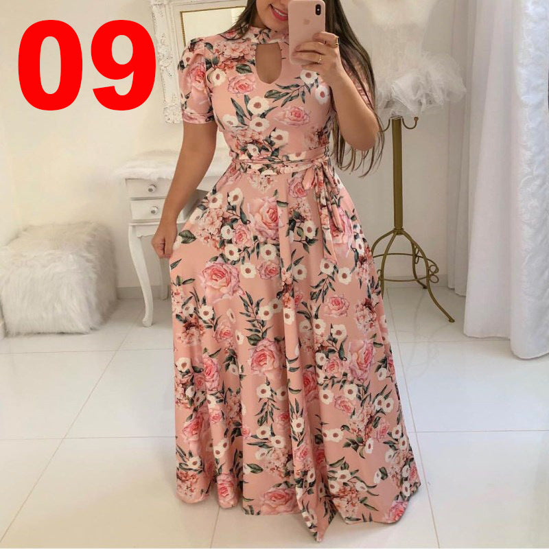 Sexy Fashion Digital Printing Large Swing Dresses