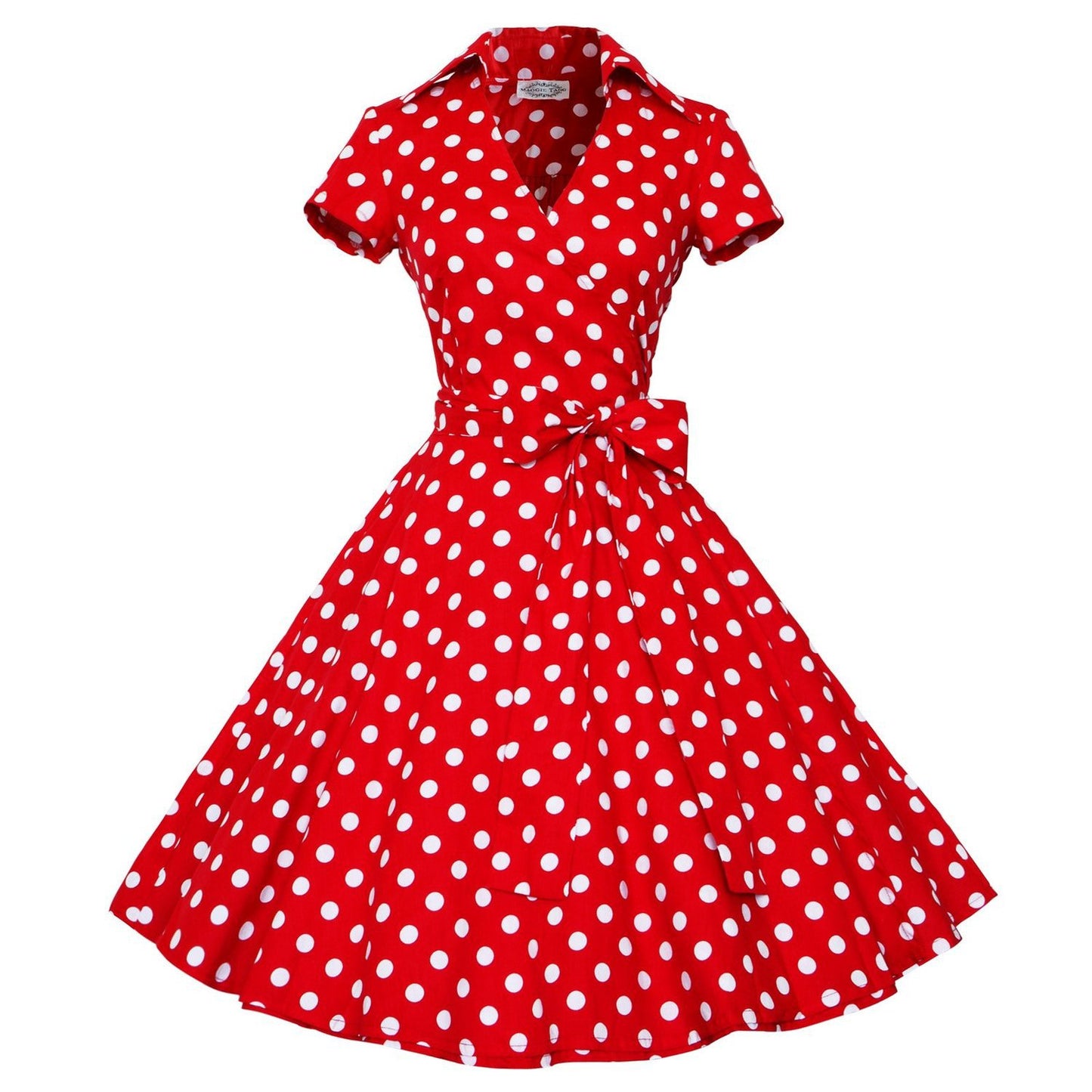 Women's Retro Wide Hem Midi Dress Dot Skirts