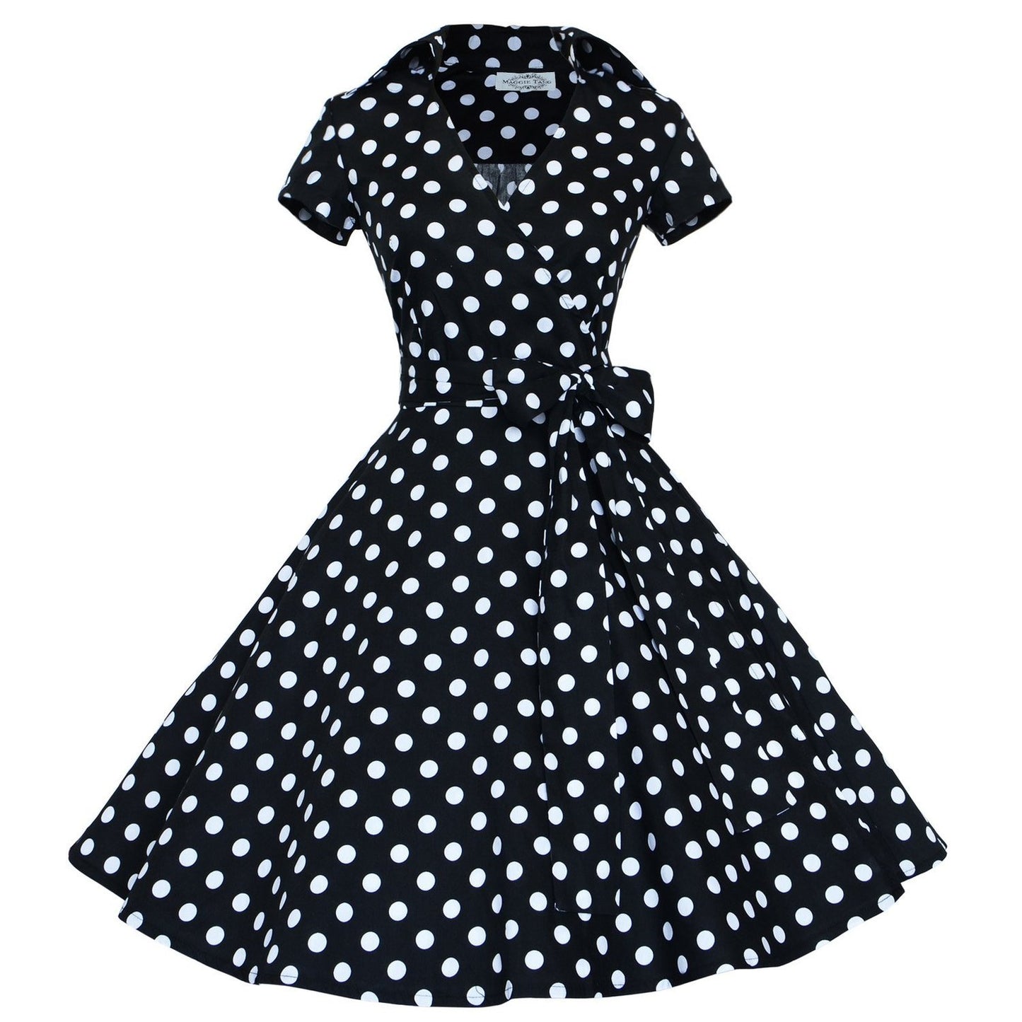 Women's Retro Wide Hem Midi Dress Dot Skirts