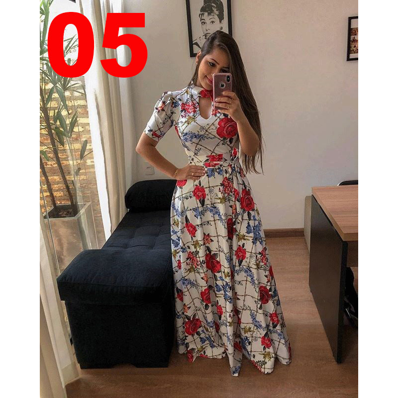 Sexy Fashion Digital Printing Large Swing Dresses