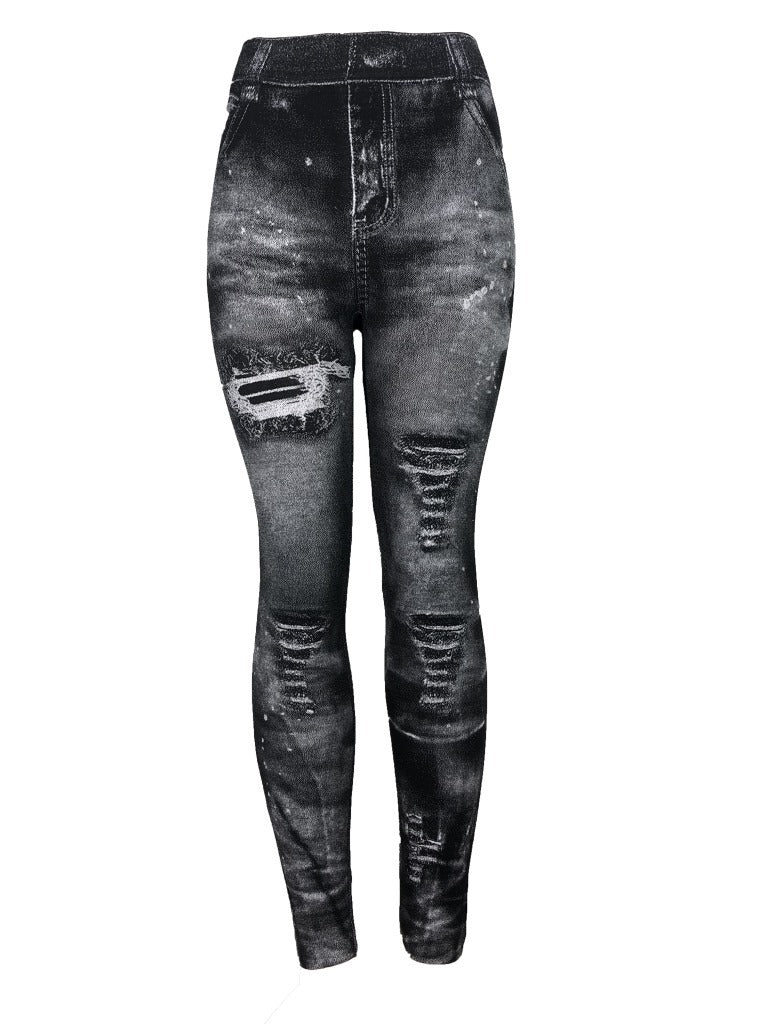 Women's Imitation Denim Hip Lifting Super Stretch Leggings