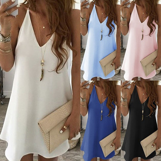 Women's Pretty Chiffon Suspender Swing Dress Dresses