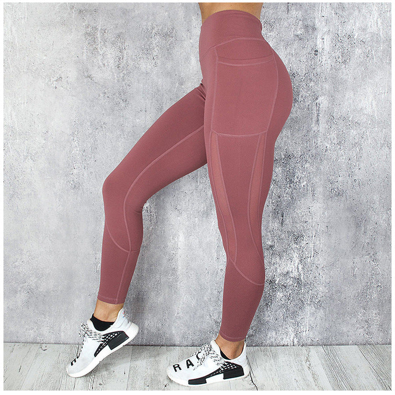 Women's Yoga Mesh Stitching Cropped Running Sports Leggings