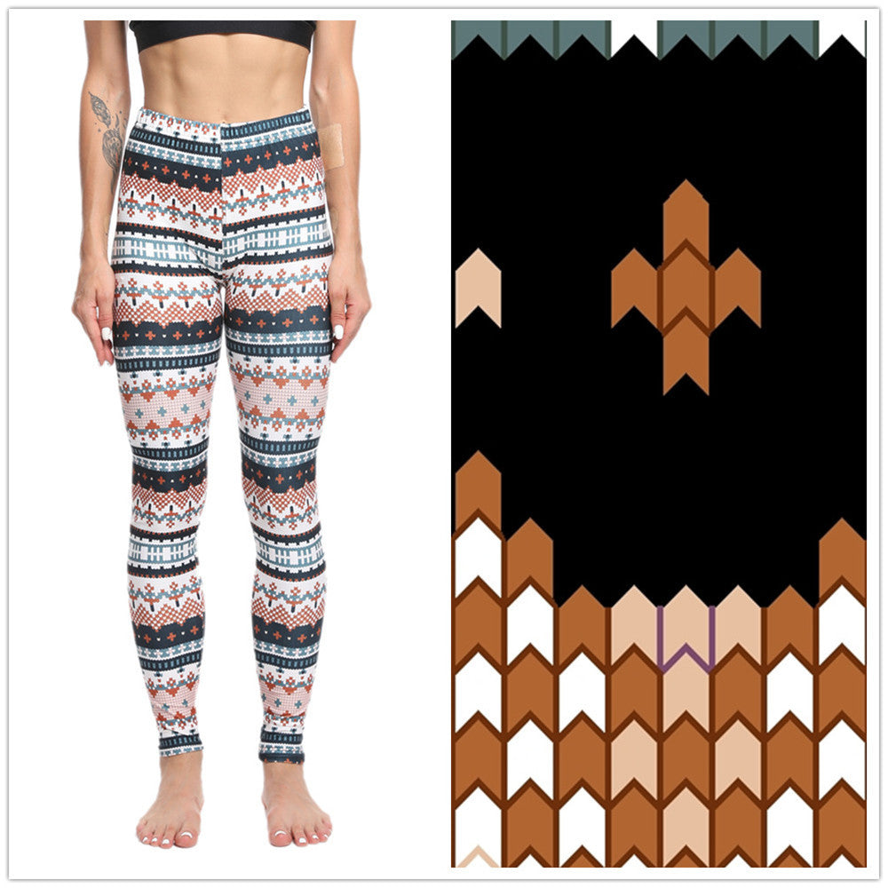 Christmas Holiday Printed Cropped Fitness Sports Pants