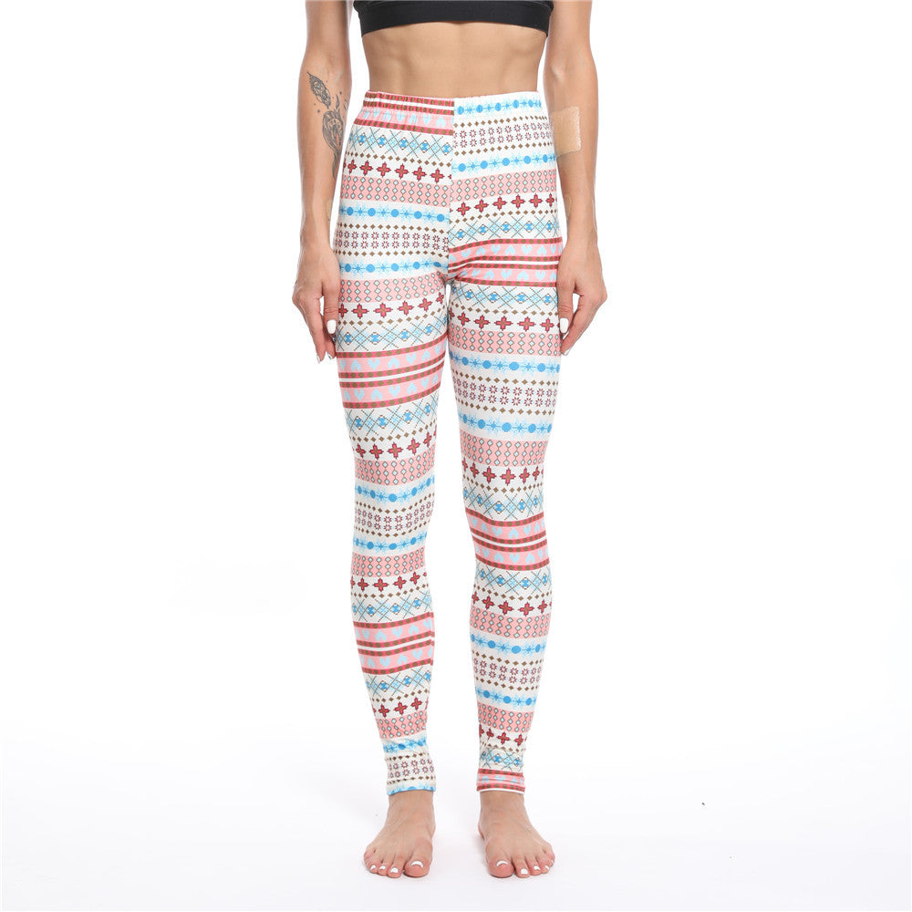 Christmas Holiday Printed Cropped Fitness Sports Pants