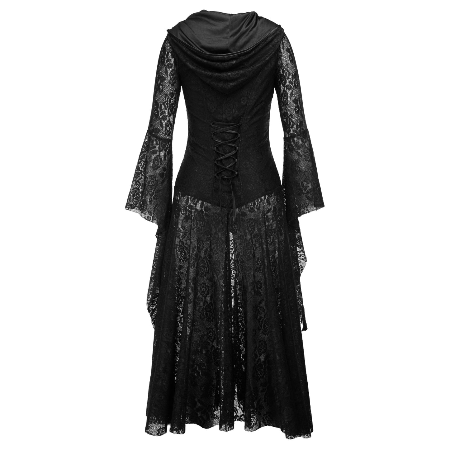 Women's Medieval Black Dress Gothic Retro Mid-length Dresses