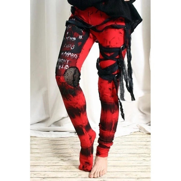 Gothic Mesh Hip Lifting High-waisted Trousers Leggings