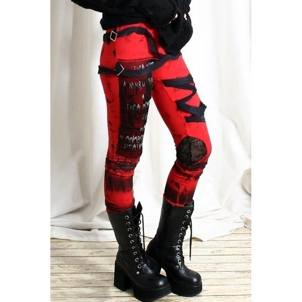 Gothic Mesh Hip Lifting High-waisted Trousers Leggings