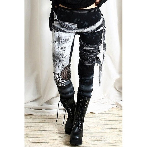 Gothic Mesh Hip Lifting High-waisted Trousers Leggings