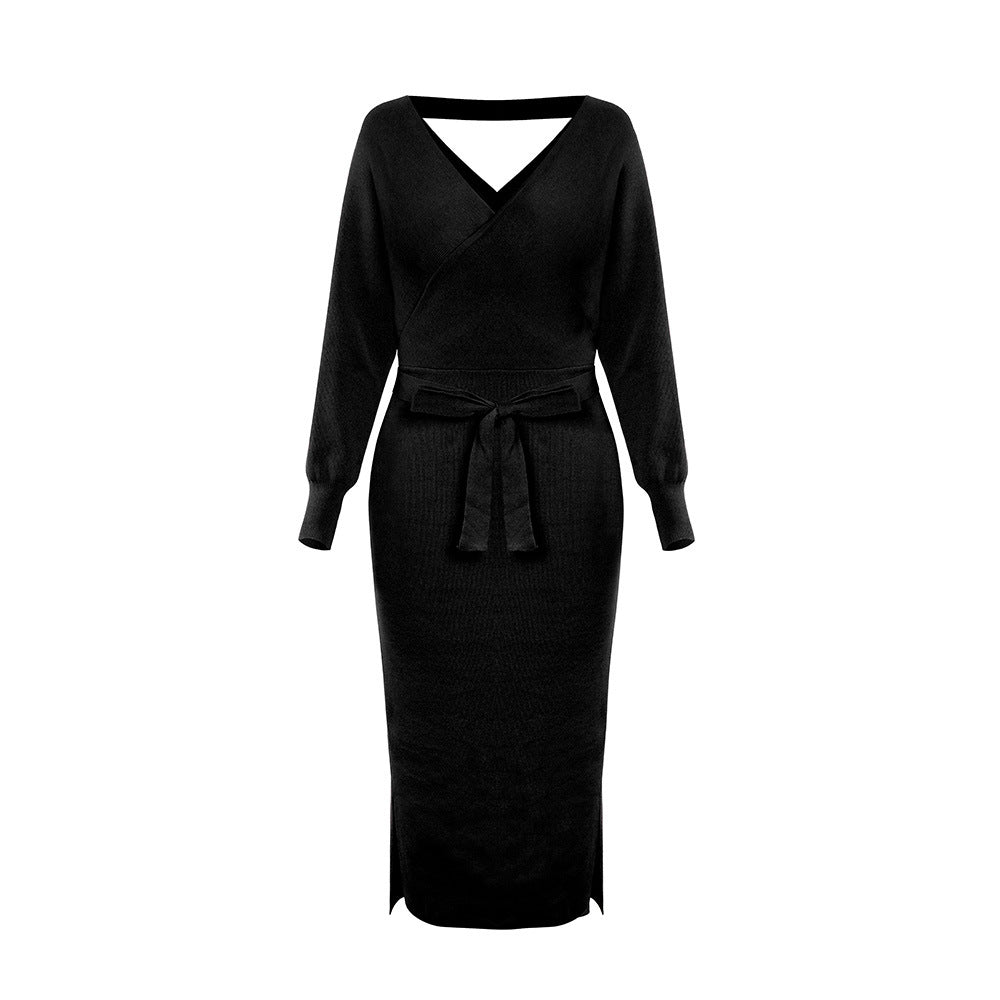 Durable Knitted Dress Slim Fit V-neck Sweaters