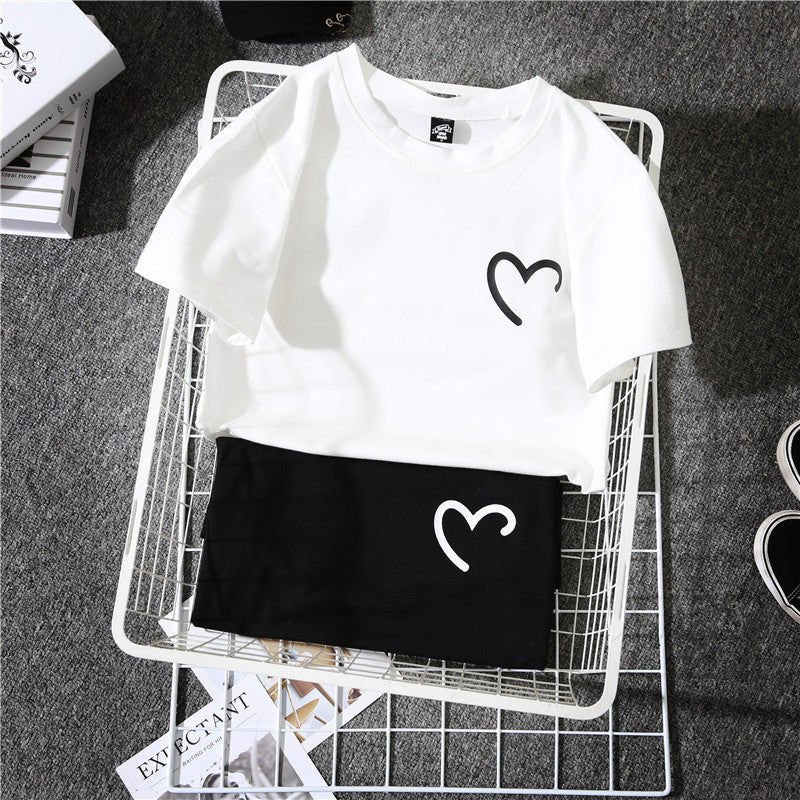 Summer Personalized Love Loose White Couple Wear Blouses