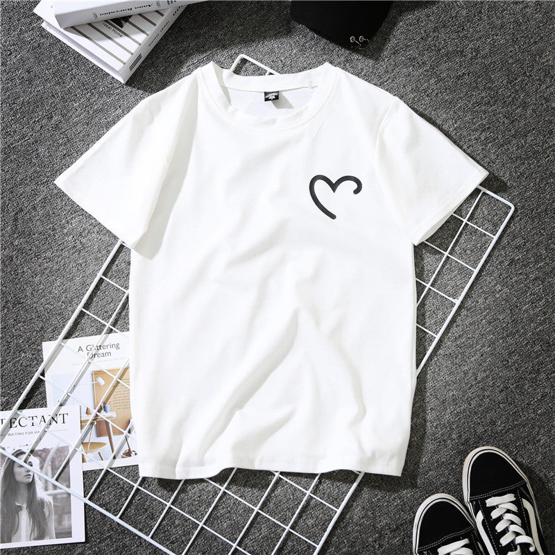 Summer Personalized Love Loose White Couple Wear Blouses