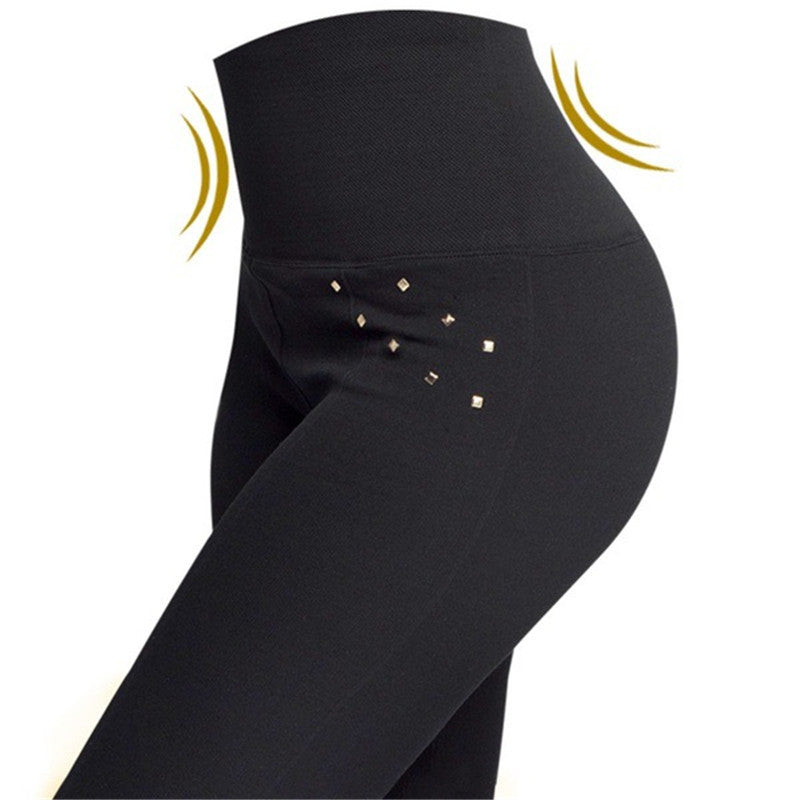 Seamless High Waist Underwear Diamond Zipper Leggings