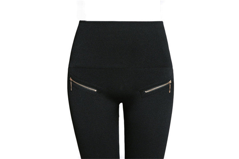 Seamless High Waist Underwear Diamond Zipper Leggings