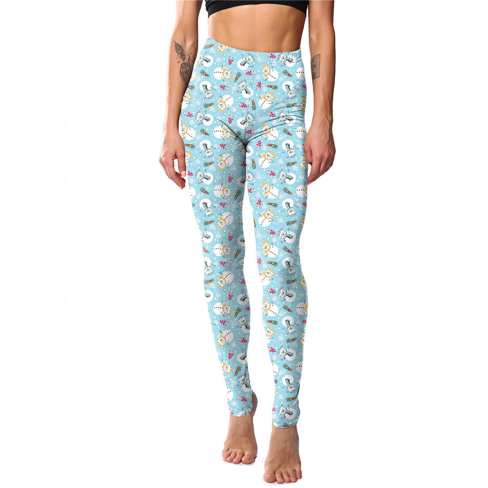 Christmas Holiday Printed Cropped Fitness Sports Pants