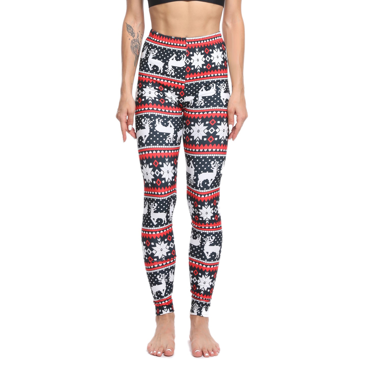 Christmas Holiday Printed Cropped Fitness Sports Pants