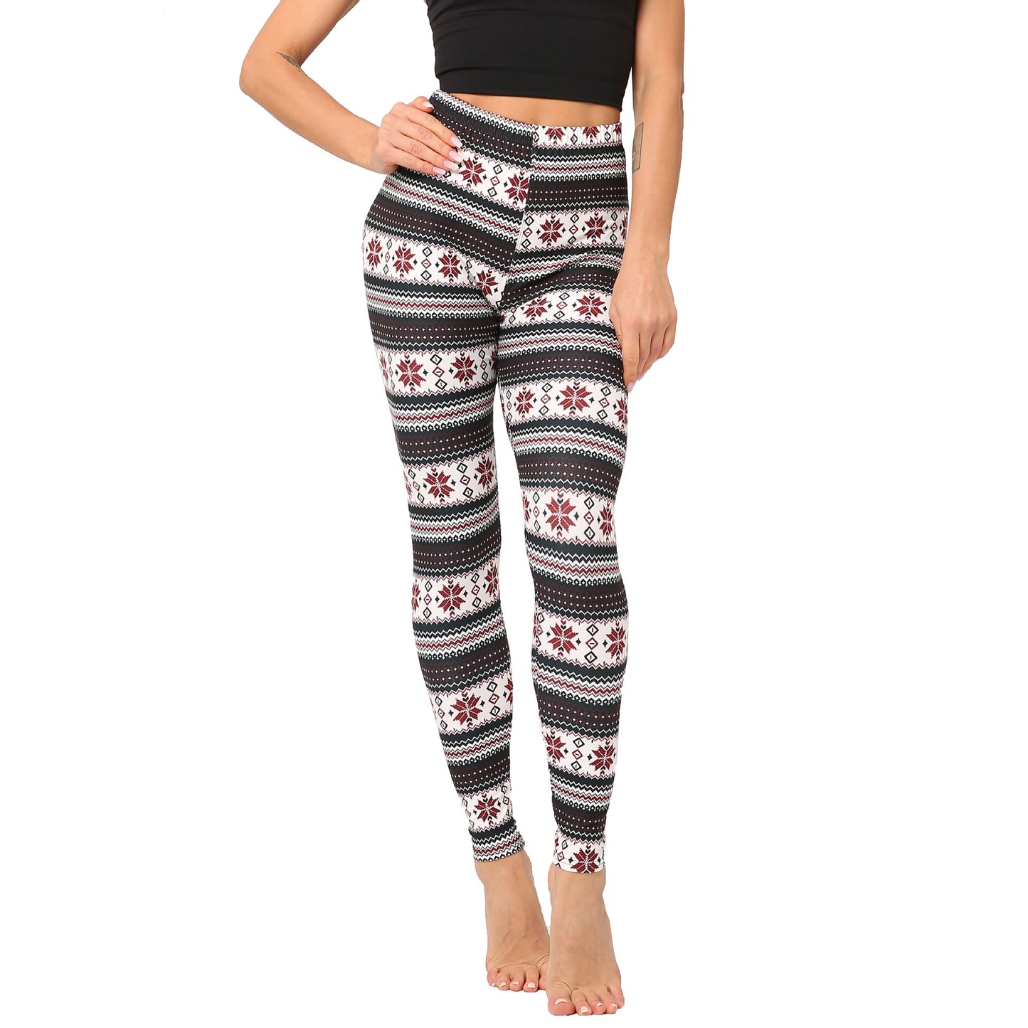 Christmas Holiday Printed Cropped Fitness Sports Pants