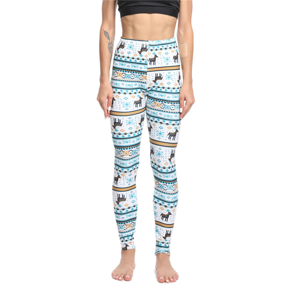 Christmas Holiday Printed Cropped Fitness Sports Pants