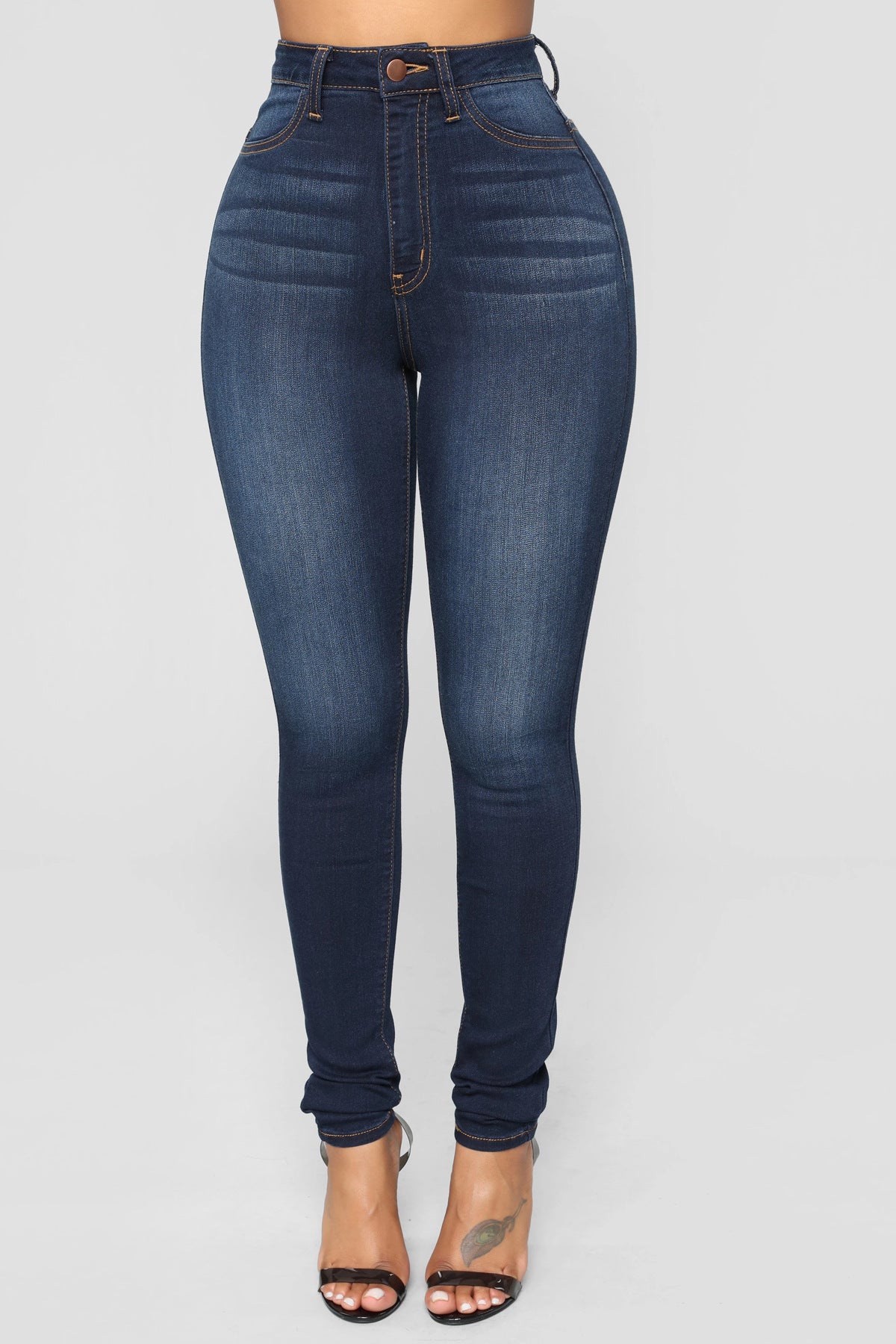 High Waist Stretch Hip Denim Skinny Pants