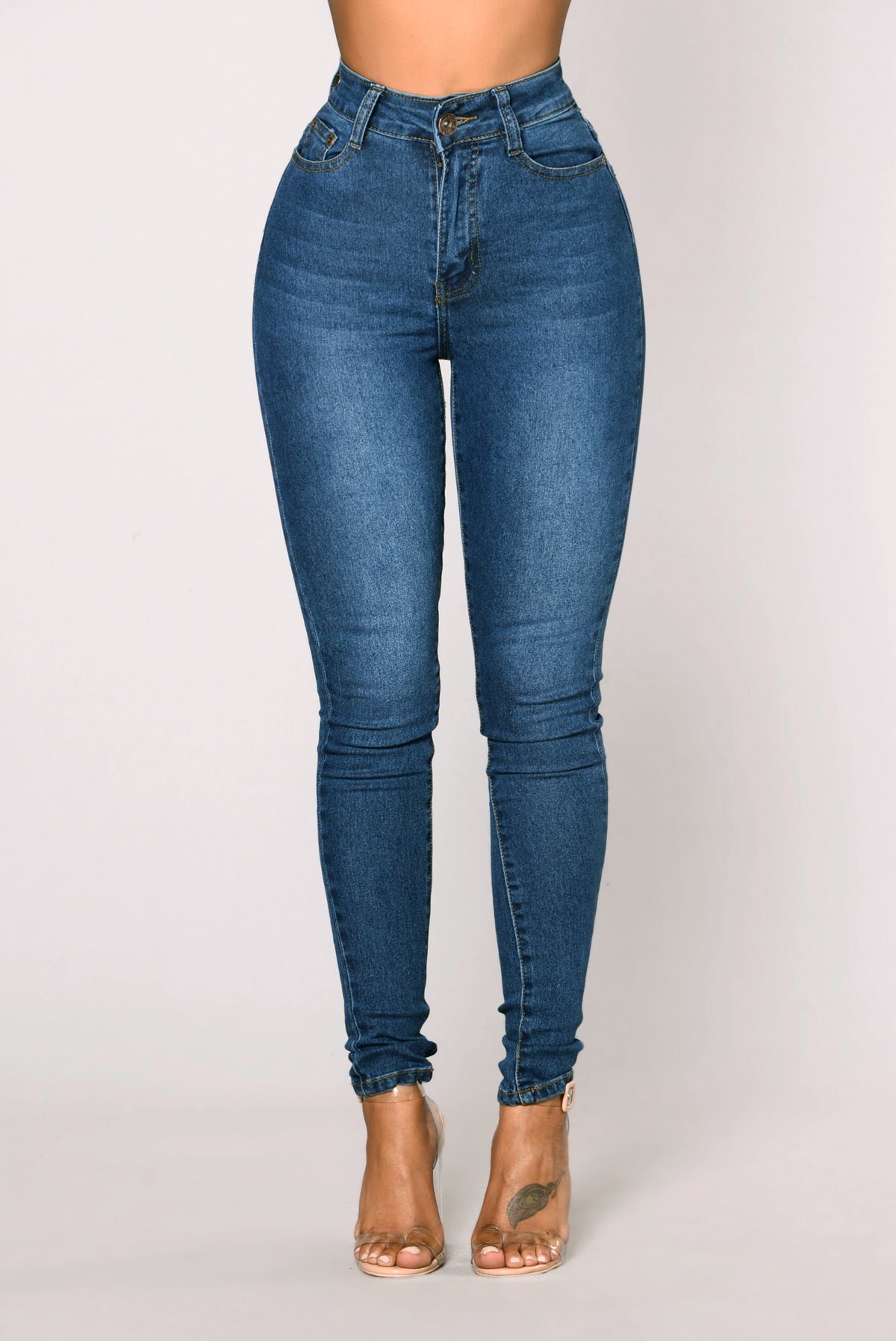 High Waist Stretch Hip Denim Skinny Pants