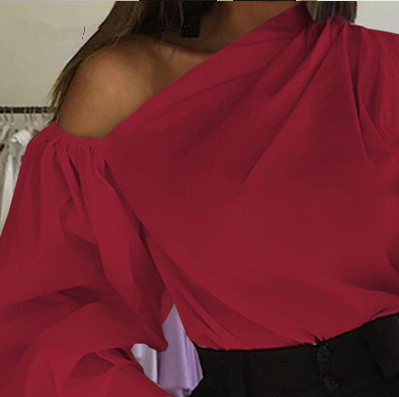 Women's And Right Asymmetric One Sleeve Loose Blouses