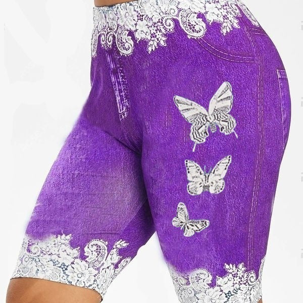 Butterfly Printed Hip Lifting Stretch High Leggings