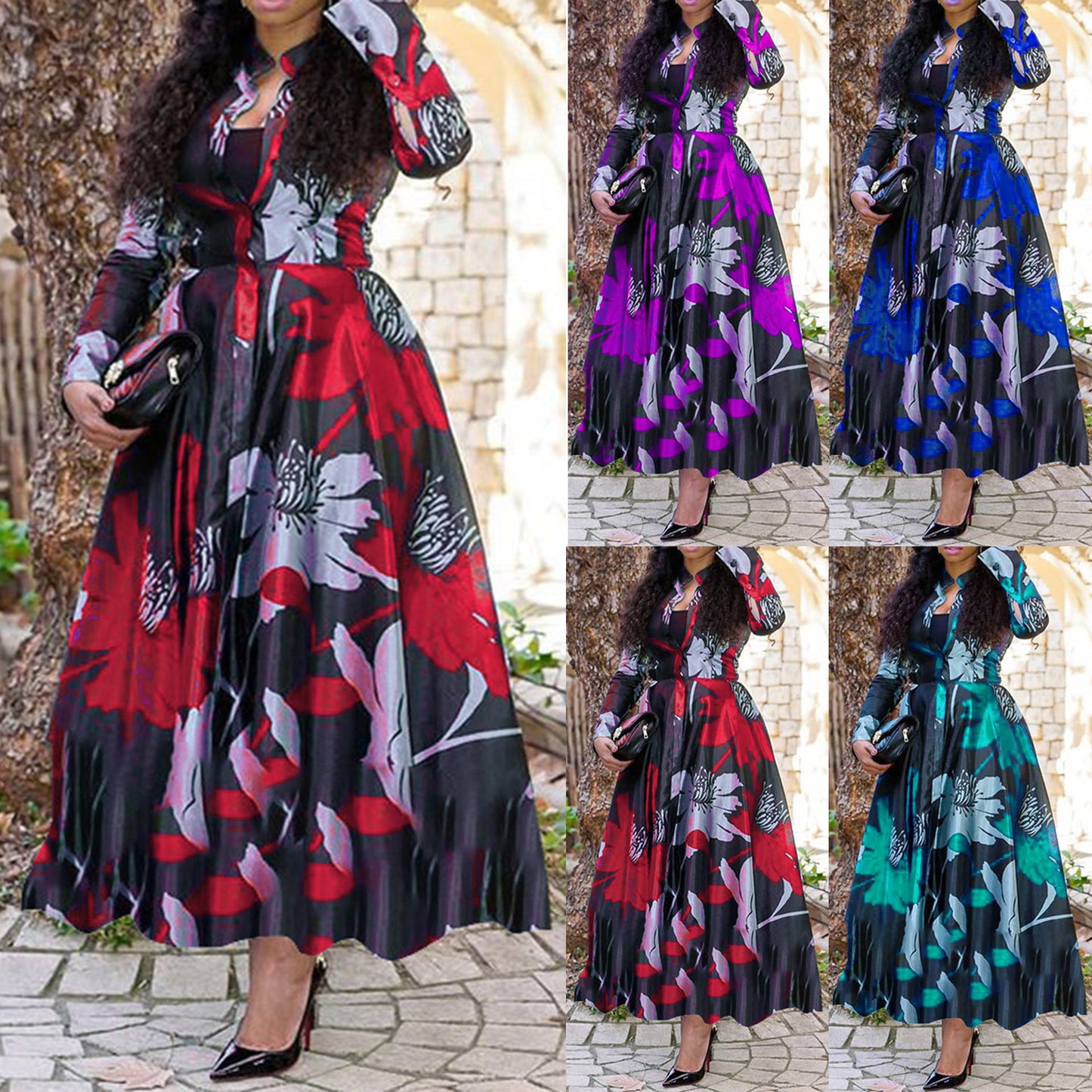 Women's Printed Wear Wide Hem Dress Dresses