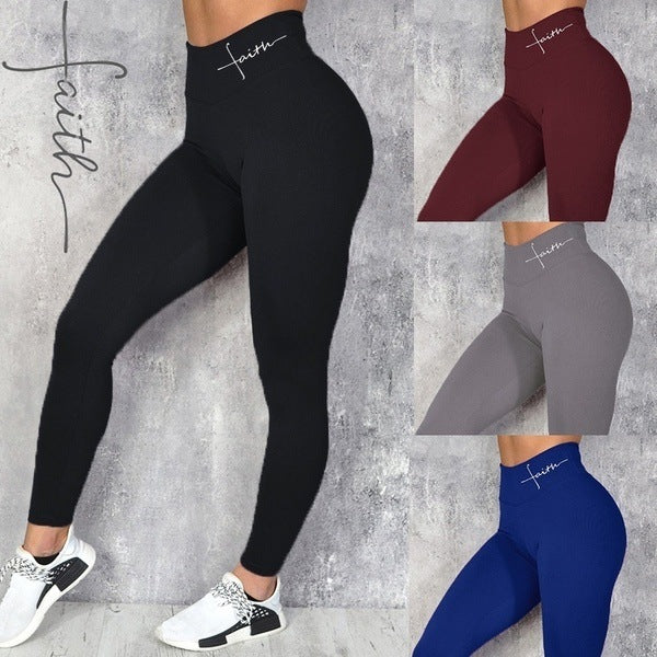 Women's Letter Printed Hip Lifting Sports Large Leggings