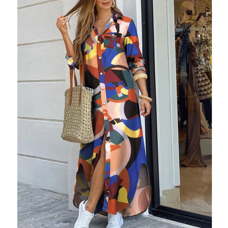 Women's Fashion Printed Sexy Shirtdress Dress Dresses