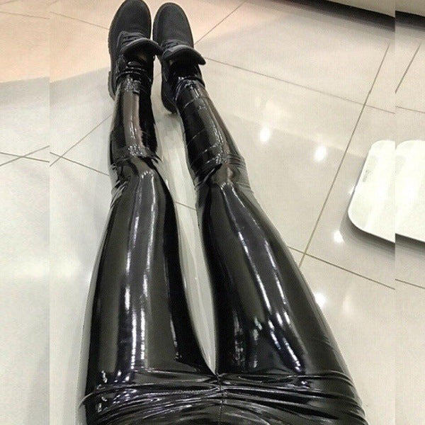 Women's Sexy Mirror Bright Leather Casual Nightclub Leggings