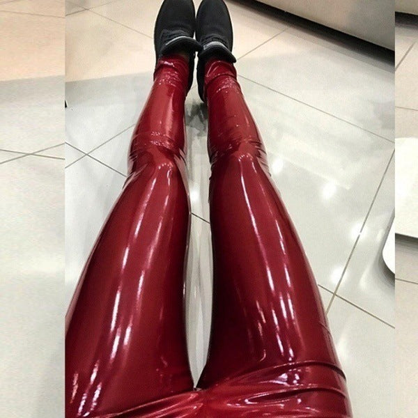 Women's Sexy Mirror Bright Leather Casual Nightclub Leggings