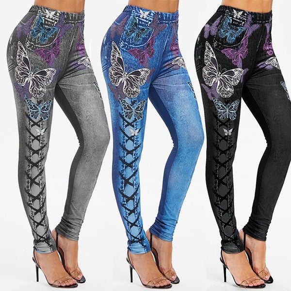 Women's Cool Butterfly Print Sports Breathable Leggings