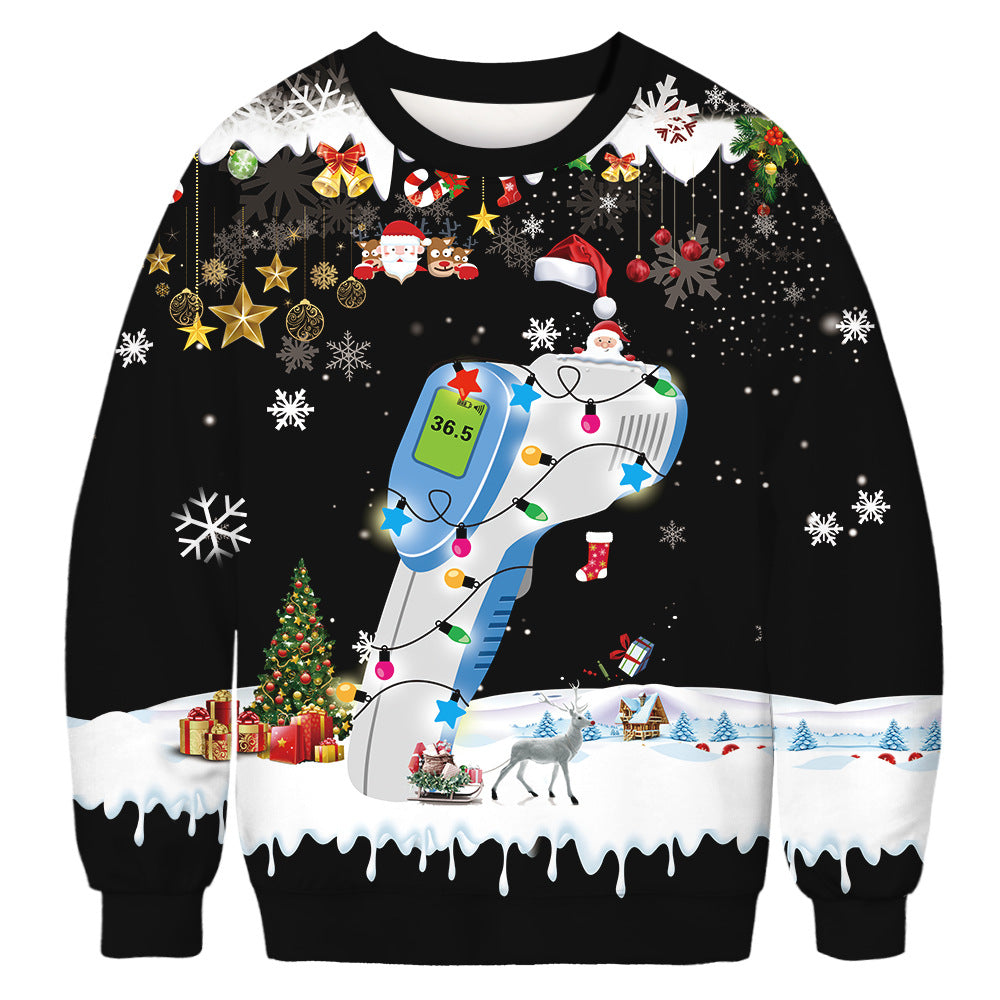 Women's & Men's Christmas Digital Printing Round Neck Autumn Long Sweaters