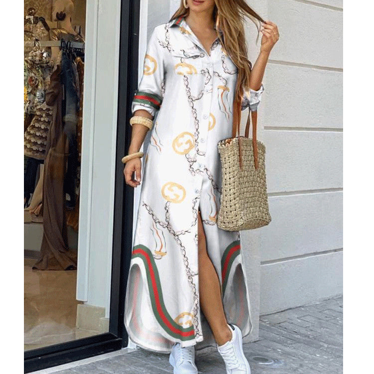 Women's Fashion Printed Sexy Shirtdress Dress Dresses