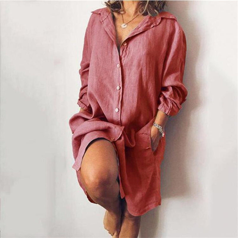 Women's Autumn Cotton Linen Mid-length Long Sleeve Cardigans