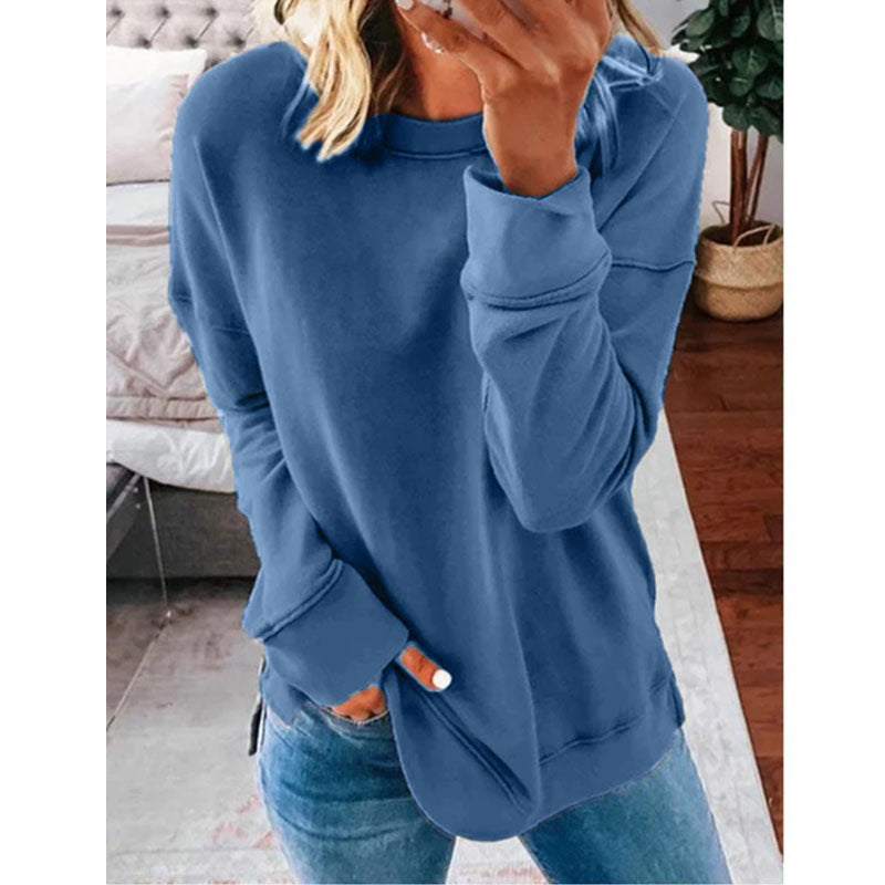 Women's Pullover Loose-fitting Solid Color Long Sleeves Tops