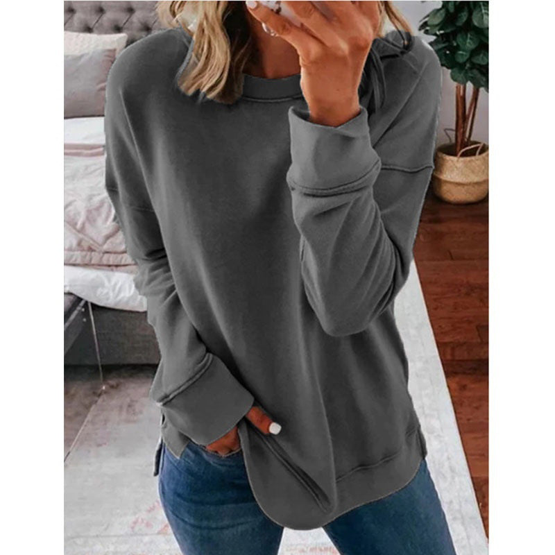 Women's Pullover Loose-fitting Solid Color Long Sleeves Tops