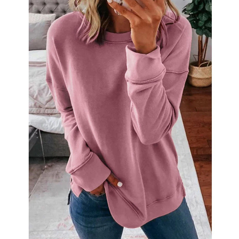 Women's Pullover Loose-fitting Solid Color Long Sleeves Tops