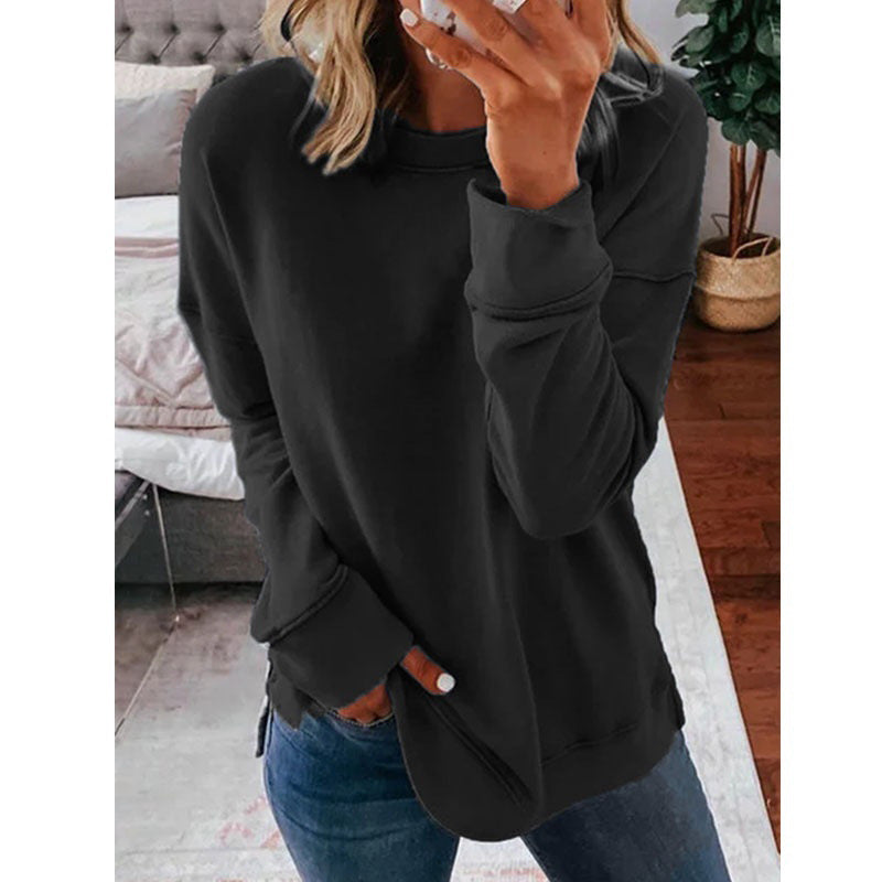 Women's Pullover Loose-fitting Solid Color Long Sleeves Tops