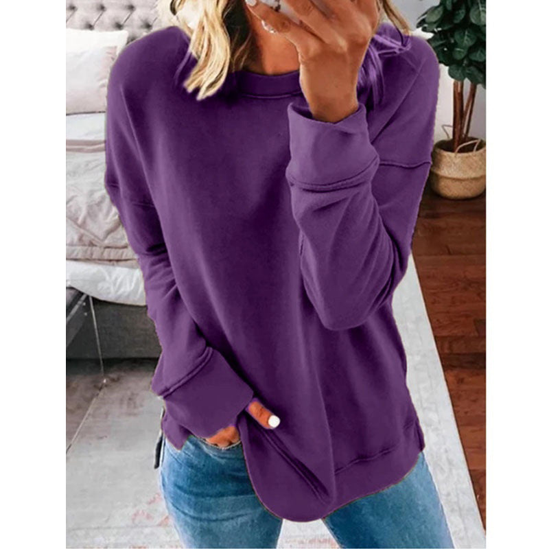 Women's Pullover Loose-fitting Solid Color Long Sleeves Tops