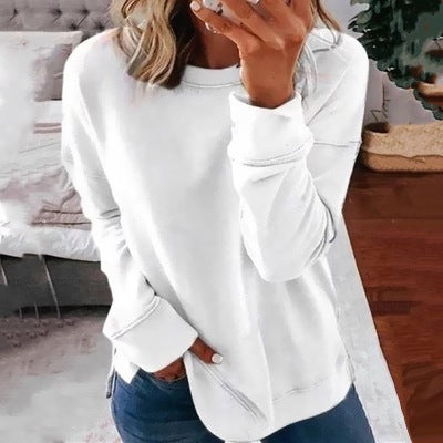 Women's Pullover Loose-fitting Solid Color Long Sleeves Tops