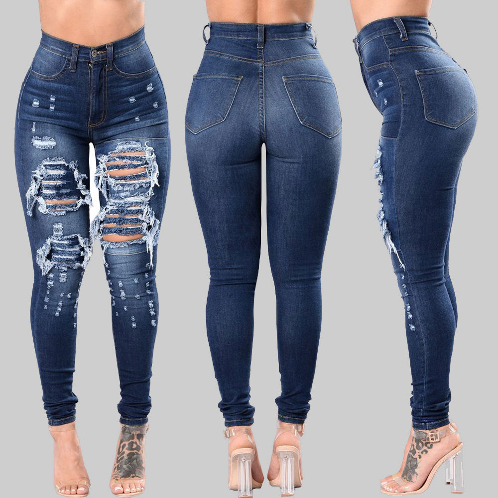 Women's Ripped Denim Skinny Trousers Special Offer Jeans