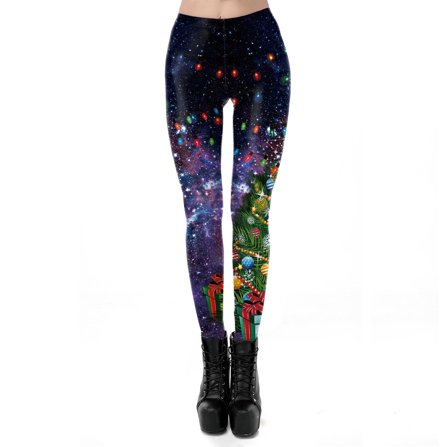 Women's Personalized Lace Christmas Printed Stretch Leggings