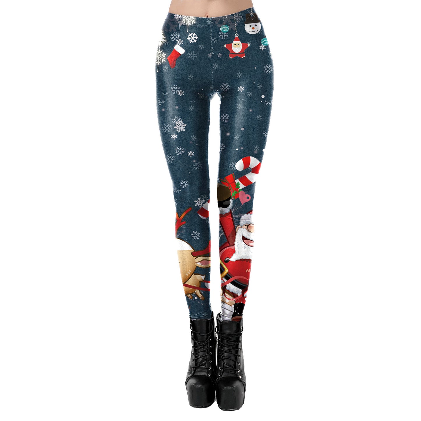 Women's Personalized Lace Christmas Printed Stretch Leggings