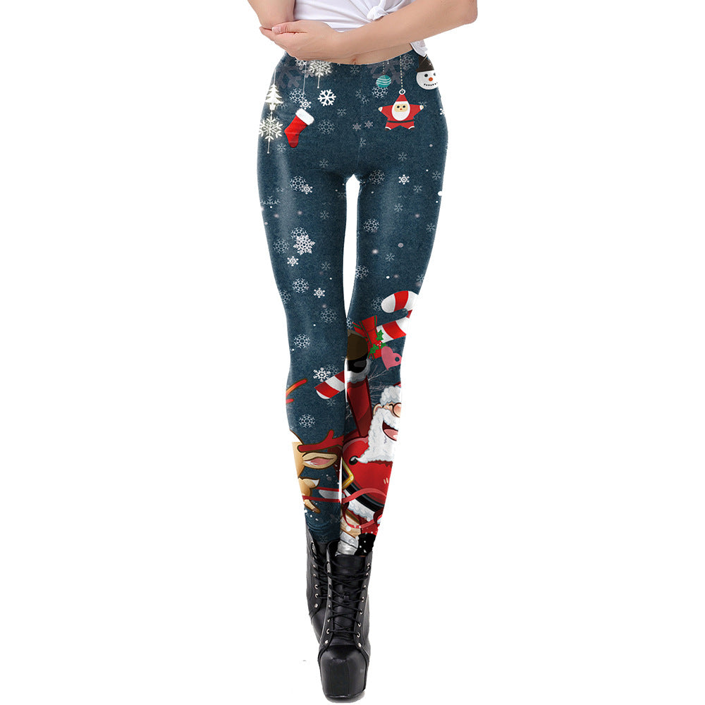 Women's Personalized Lace Christmas Printed Stretch Leggings