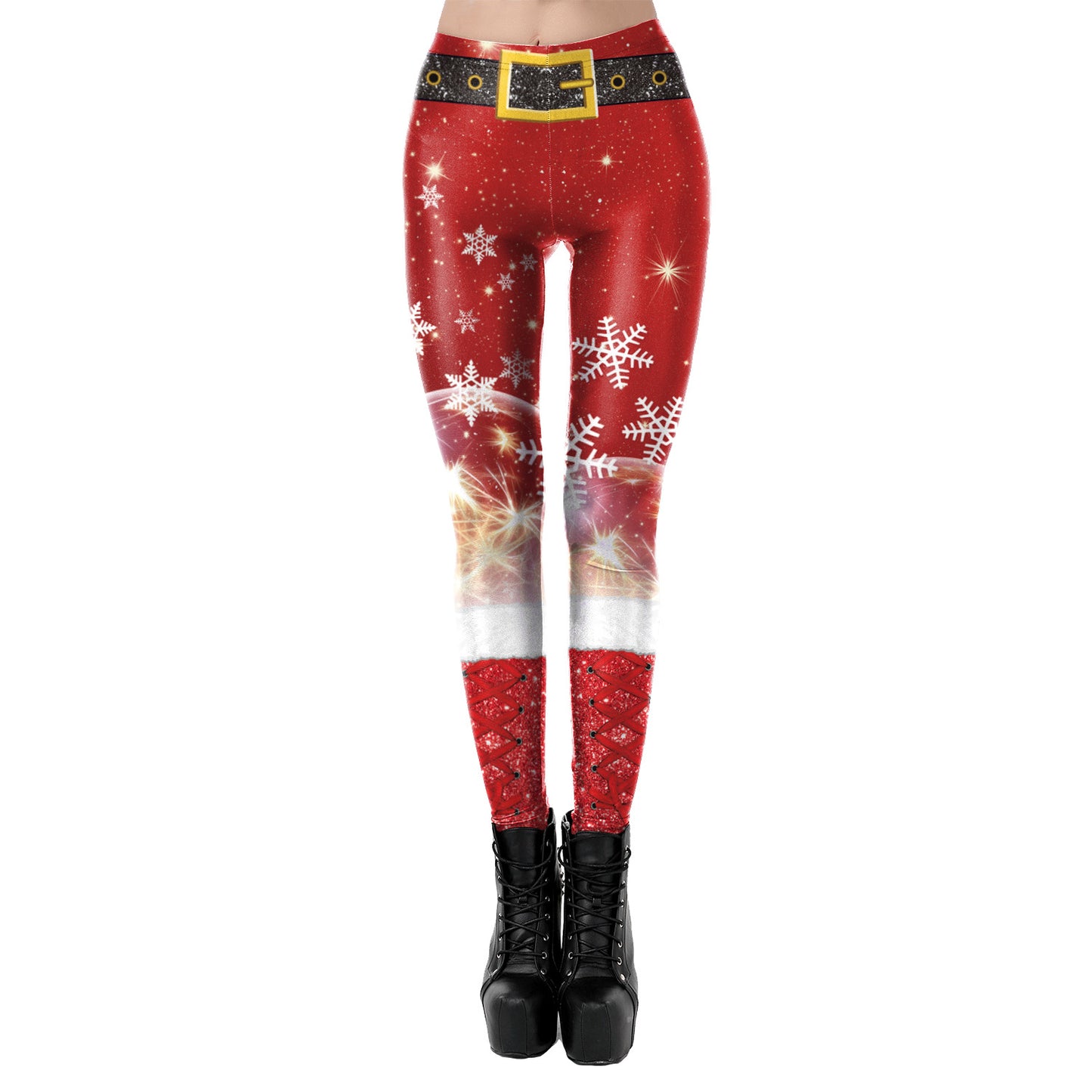 Women's Personalized Lace Christmas Printed Stretch Leggings